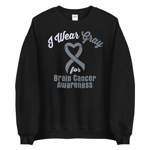 Brain Cancer Awareness I Wear Gray Sweater