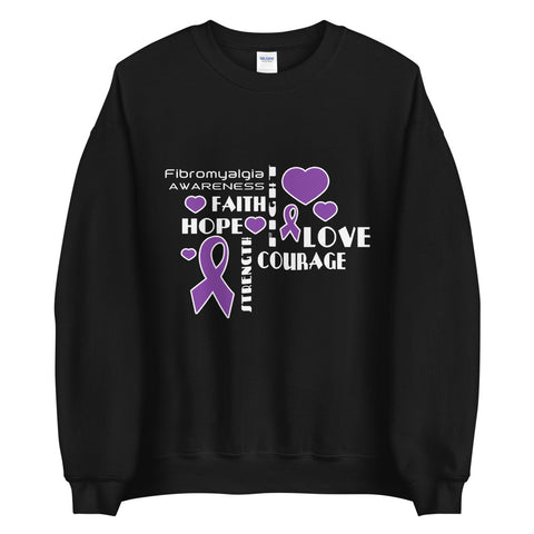 Fibromyalgia Awareness Faith, Hope, Courage Sweater - The Awareness Store
