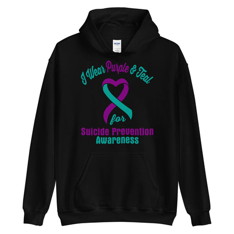 Suicide Awareness I Wear Purple & Teal Hoodie - The Awareness Store