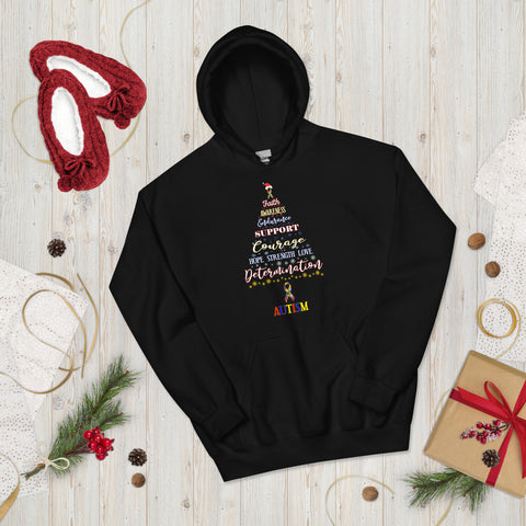 Autism Awareness Christmas Tree Hoodie - The Awareness Store