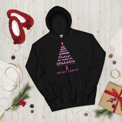 Breast Cancer Awareness Christmas Tree Hoodie - The Awareness Store