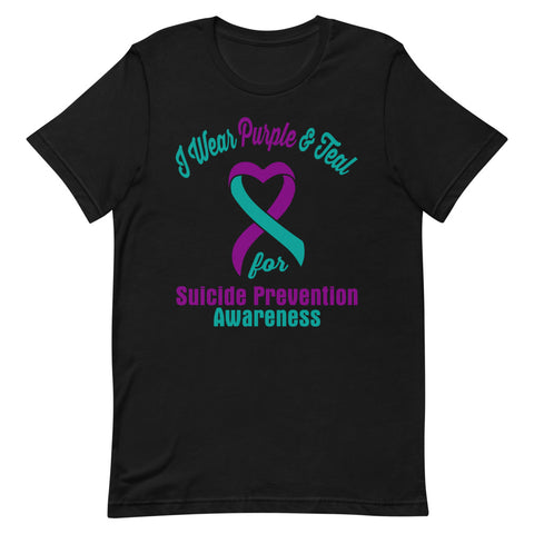 Suicide Awareness I Wear Purple & Teal T-Shirt - The Awareness Store