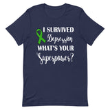Depression Awareness I Survived, What's Your Superpower? T-Shirt - The Awareness Store