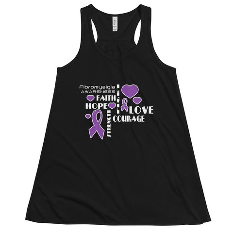Fibromyalgia Awareness Faith, Hope, Courage Women's Flowy Tank Top - The Awareness Store
