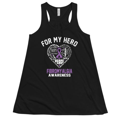 Fibromyalgia Awareness For My Hero Women's Flowy Tank Top - The Awareness Store