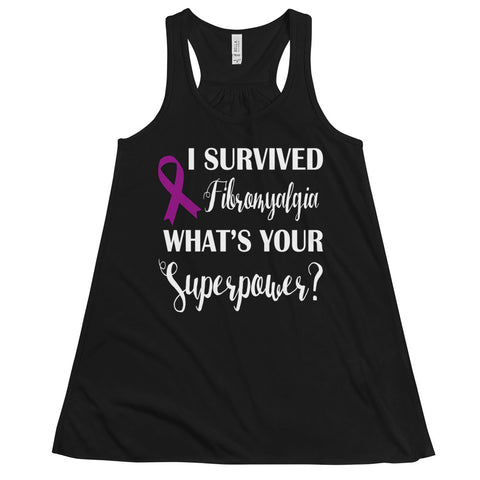 Fibromyalgia Awareness I Survived, What's Your Superpower? Women's Flowy Tank Top - The Awareness Store