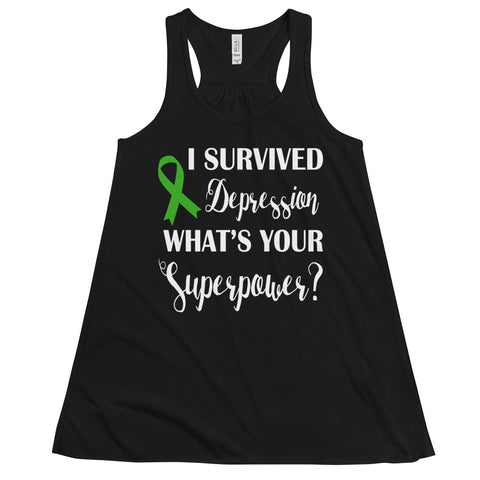 Depression Awareness I Survived, What's Your Superpower? Women's Flowy Tank Top - The Awareness Store