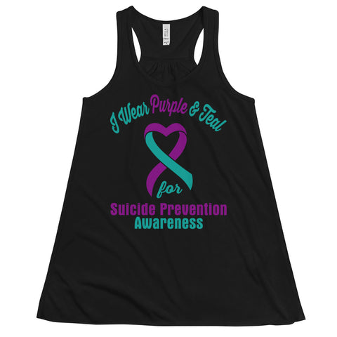 Suicide Awareness I Wear Purple and Teal Women's Flowy Tank Top - The Awareness Store