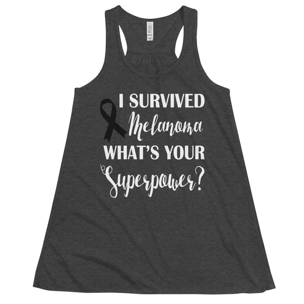 Melanoma Awareness I Survived, What's Your Superpower? Women's Flowy Tank Top