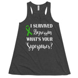 Depression Awareness I Survived, What's Your Superpower? Women's Flowy Tank Top