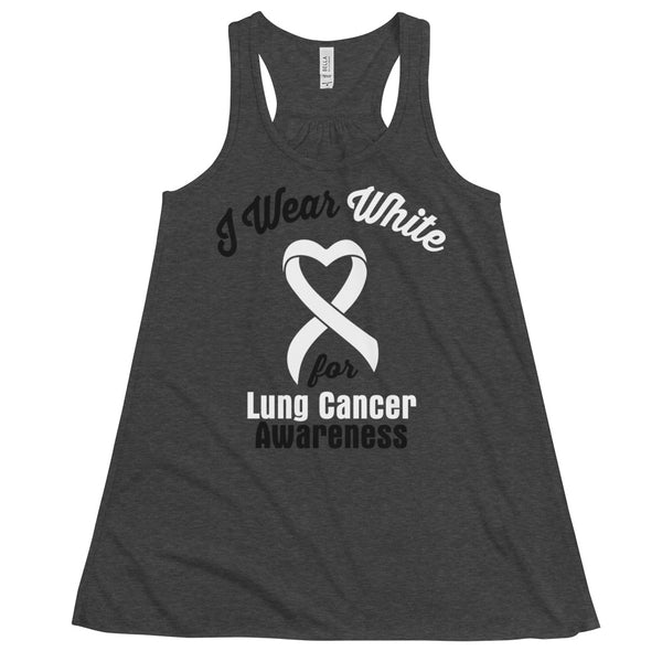 Lung Cancer Awareness I Wear White Women's Flowy Tank Top