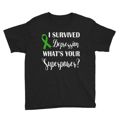 Depression Awareness I Survived, What's Your Superpower? Kids T-Shirt - The Awareness Store